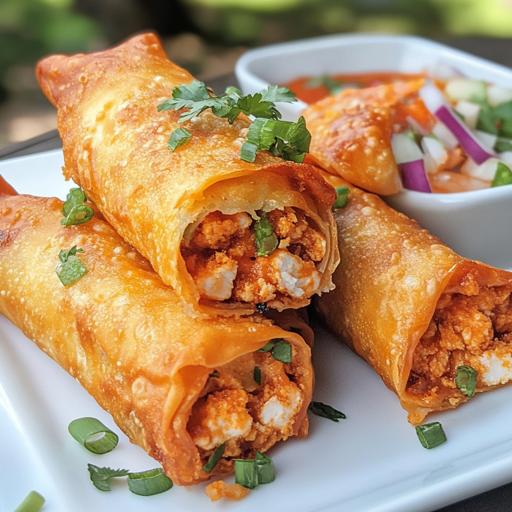 buffalo chicken egg rolls​